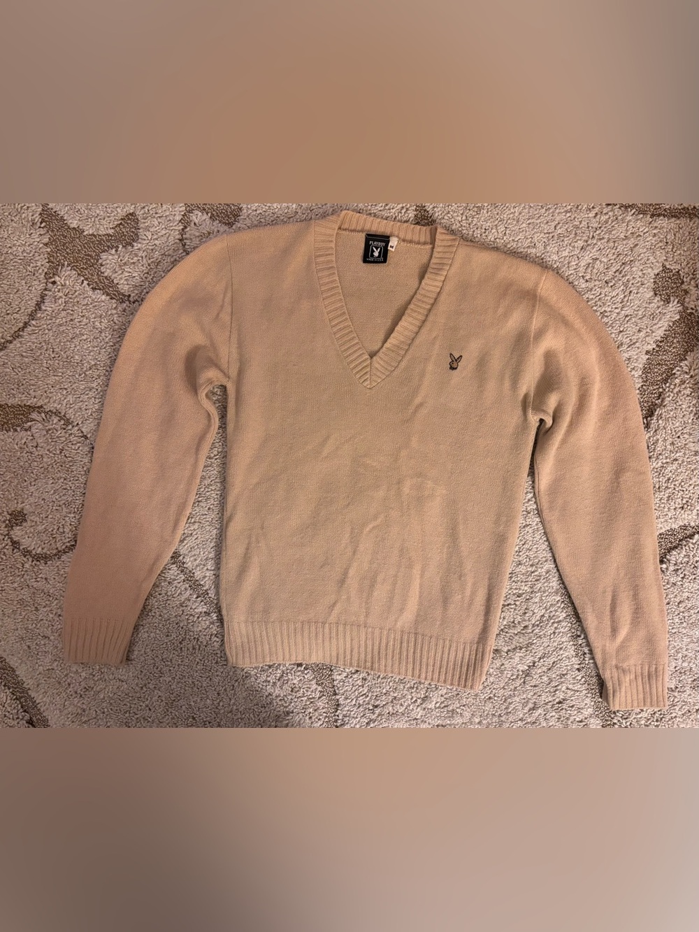 Vintage Playboy Bunny V-Neck Knit Sweater Made in USA